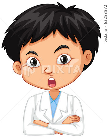 Boy in science gown on white background 62283872