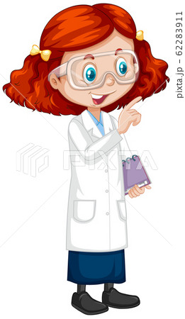 Girl in science gown on white background 62283911