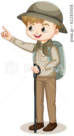 Cute boy in safari outfit on white background 62285008