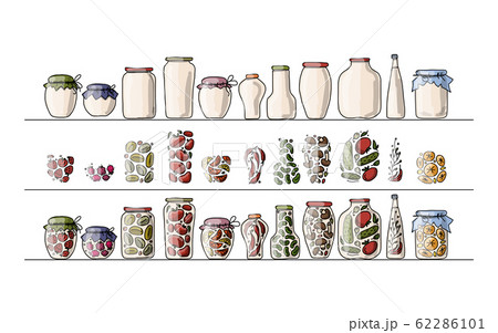 Set of pickle jars with fruits and vegetables 62286101