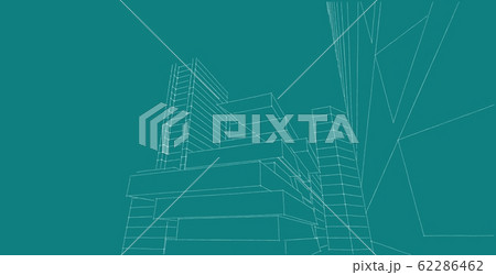 Modern architecture wireframe. Concept of urban Modern architecture wireframe. Concept of urban 62286462