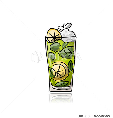Glass with cocktail, sketch for your design 62286509