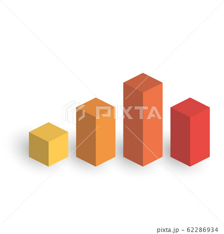 Bar chart of 4 growing columns. 3D isometric colorful vector graph 62286934
