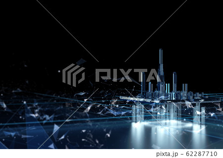 Futuristic city on a dark background. Future city neon light. 62287710
