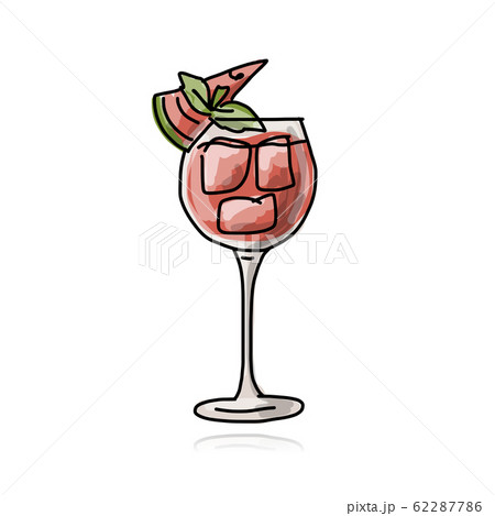 Cocktail with watermelon, sketch for your design 62287786