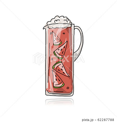 Watermelon cocktail in jug, sketch for your design Watermelon cocktail in jug, sketch for your design 62287788