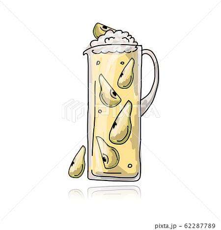 Pear cocktail in jug, sketch for your design Pear cocktail in jug, sketch for your design 62287789