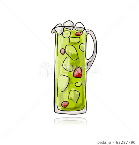 Strawberry cocktail in jug, sketch for your design Strawberry cocktail in jug, sketch for your design 62287790