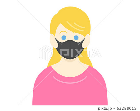 黒マスクをした白人女性のイラストのイラスト素材 62288015 Pixta