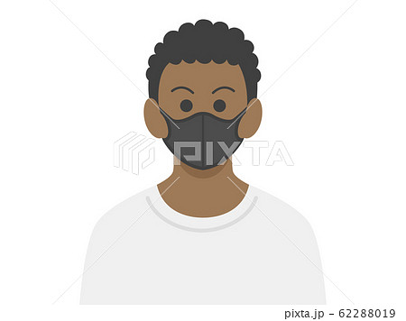 黒マスクをした黒人男性のイラストのイラスト素材 6219