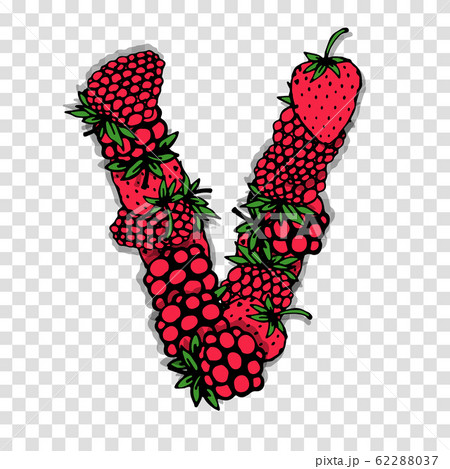Letter V made from red berries, sketch for your design. 62288037
