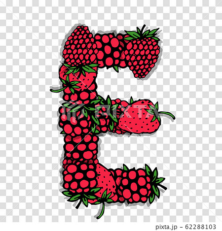 Letter E made from red berries, sketch for your design. 62288103