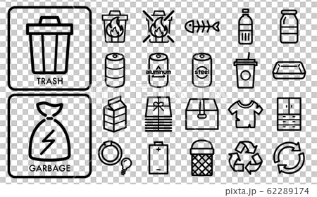 Garbage Separation Icon Set Stock Illustration