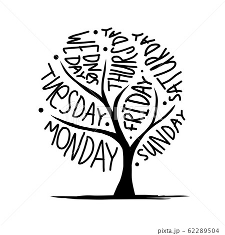 Art tree design with 7petal days of week 62289504