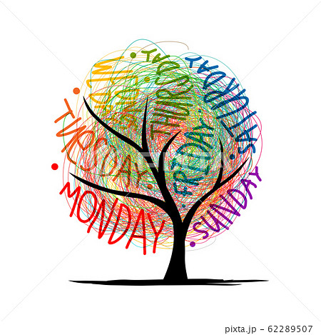 Art tree design with 7petal days of week Art tree design with 7petal days of week 62289507