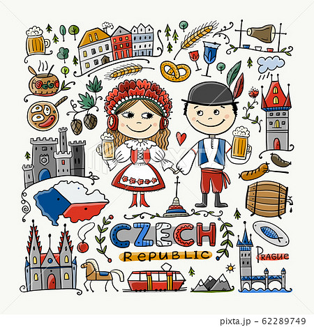 Czech Republic. Travel illustration with Czech 62289749