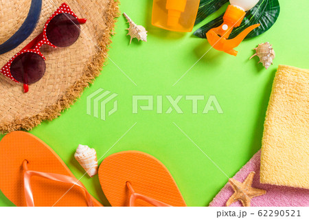 Summer vacation background with copy space. Flat Summer vacation background with copy space. Flat 62290521