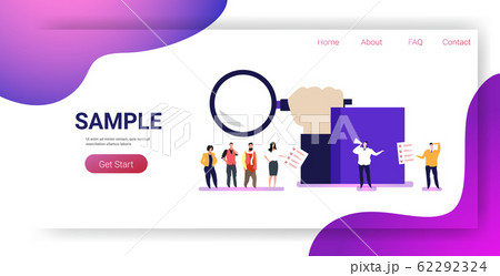 businesspeople candidates standing in line queue to prospective employer with megaphone business people waiting for interview job employment concept full length horizontal copy space 62292324