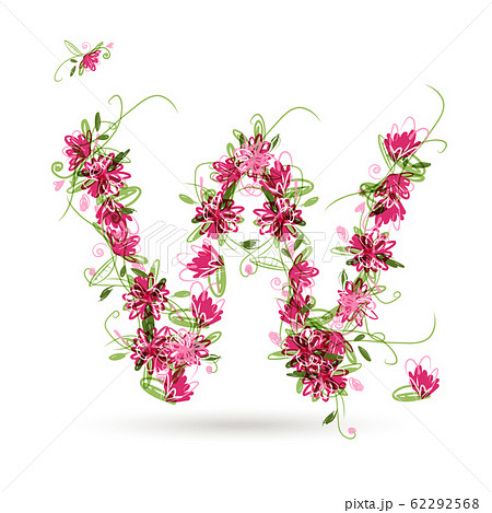 Floral letter W for your design 62292568
