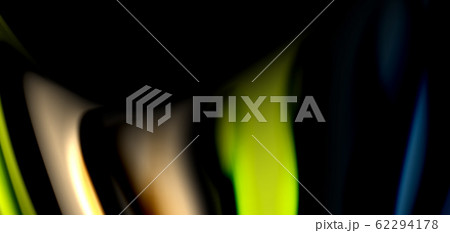 Abstract silk smooth lines on black, multicolored liquid fluid rainbow style waves on black 62294178