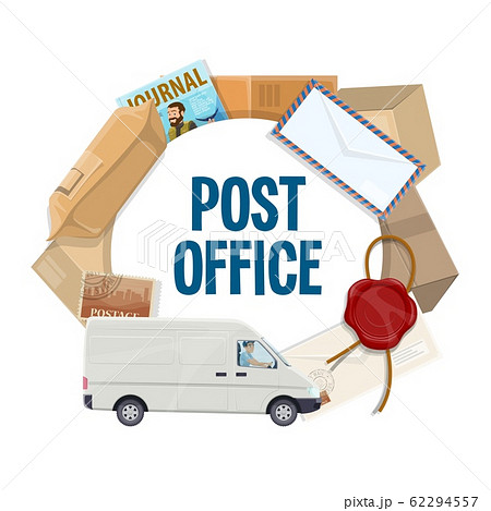 Parcel, letter, postage stamp, mail delivery truck 62294557
