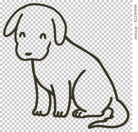 子犬のイラスト_笑顔(線のみ) 62294994