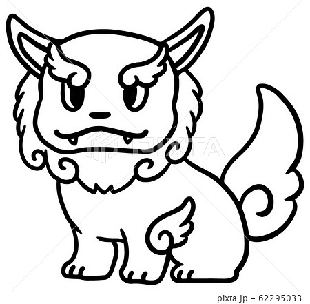 シーサーのイラスト 線のみ のイラスト素材