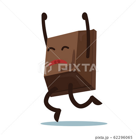 Cute cartoon of chocolate block jumping from Cute cartoon of chocolate block jumping from 62296065