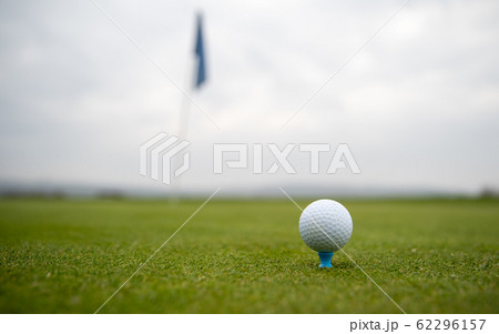 golf ball on the golf course before hitting the pit 62296157