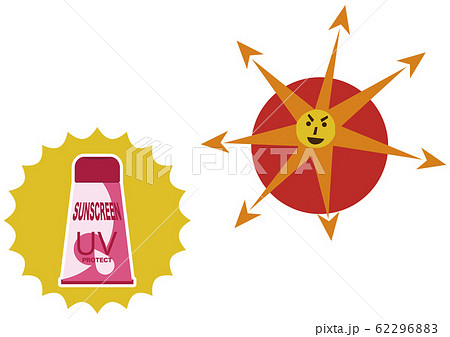 日焼け止め 日焼け止めクリームのイラスト スキンケア のイラスト素材