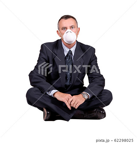 businessman with protective mask on white 62298025