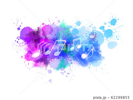 Music notes on watercolor splash background 62299855