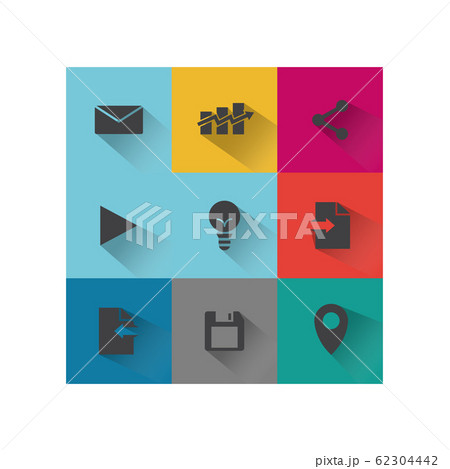 Set of web icons in modern flat long shadow design Set of web icons in modern flat long shadow design 62304442