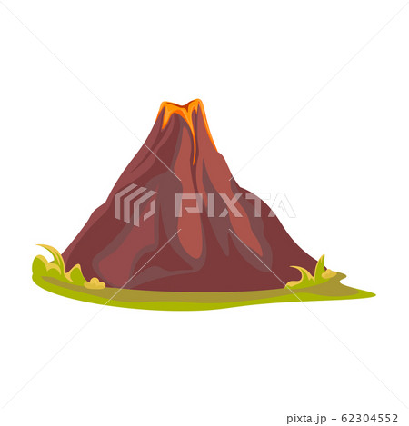 Cartoon hot volcano with magma and lava. Vulcano rock mountains icon isolated on white. Vector illustration Cartoon hot volcano with magma and lava. Vulcano rock mountains icon isolated on white. Vector illustration 62304552