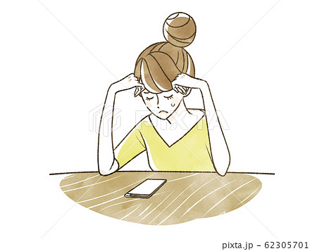 悩む女性-スマートフォン 悩む女性-スマートフォン 62305701