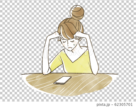 悩む女性-スマートフォン 悩む女性-スマートフォン 62305701