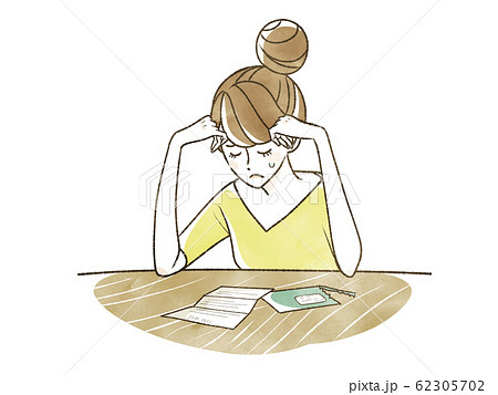 悩む女性-封書 悩む女性-封書 62305702