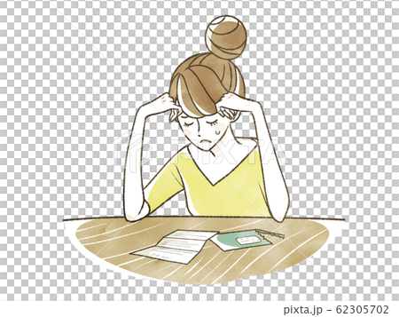 悩む女性-封書 悩む女性-封書 62305702