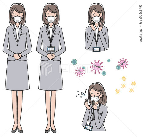 マスクをするスーツの女性 62306340