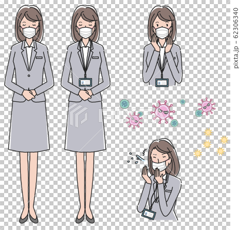 マスクをするスーツの女性 62306340
