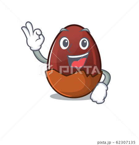 A funny picture of chocolate egg making an Okay gesture 62307135