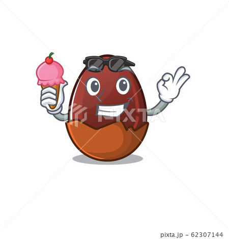 happy face chocolate egg cartoon design with ice cream 62307144