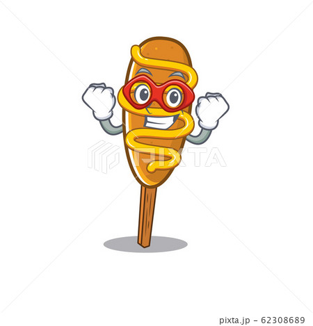 A cartoon concept of corn dog performed as a Super hero 62308689