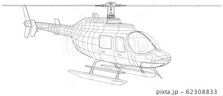 Silhouette of helicopter. Created illustration of 3d. Vector wire-frame concept 62308833
