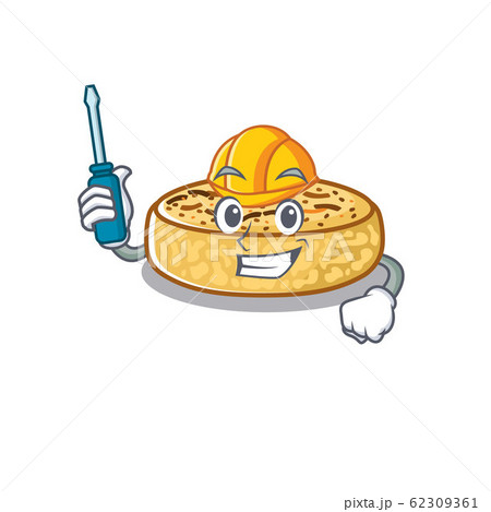 cartoon character style crumpets working as an automotive 62309361