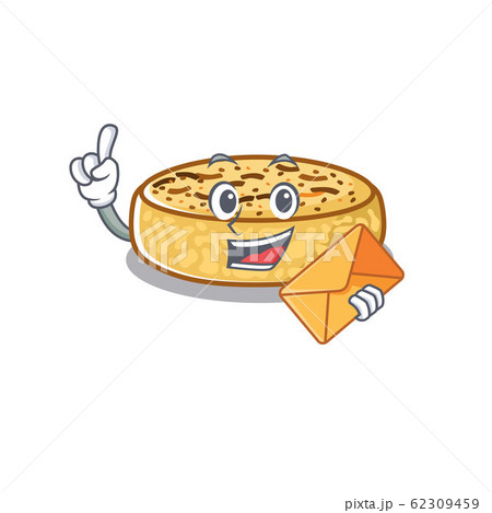 Happy face crumpets mascot design with envelope 62309459