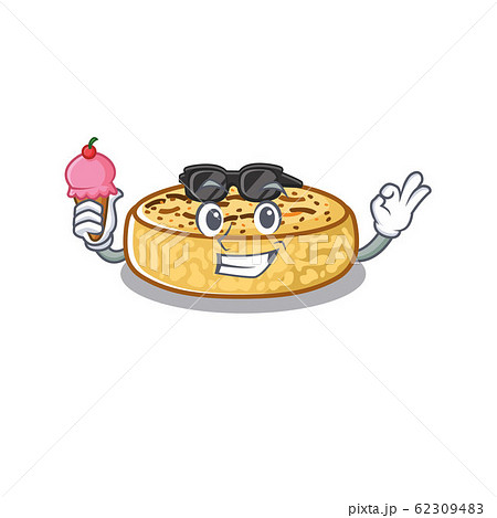 happy face crumpets cartoon design with ice cream 62309483