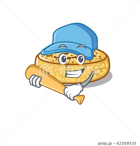 Smiley Funny crumpets a mascot design with baseball 62309535