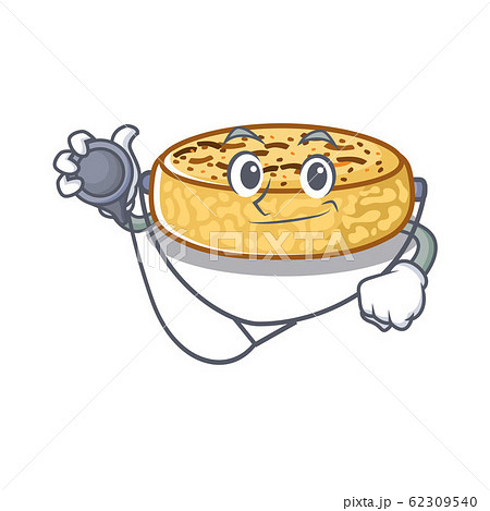 A mascot picture of crumpets cartoon as a Doctor with tools 62309540