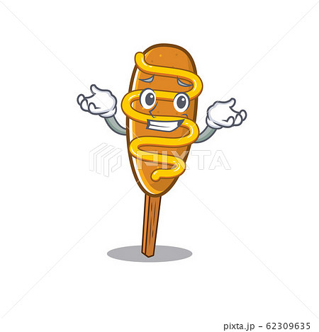 cute Grinning corn dog mascot cartoon style 62309635